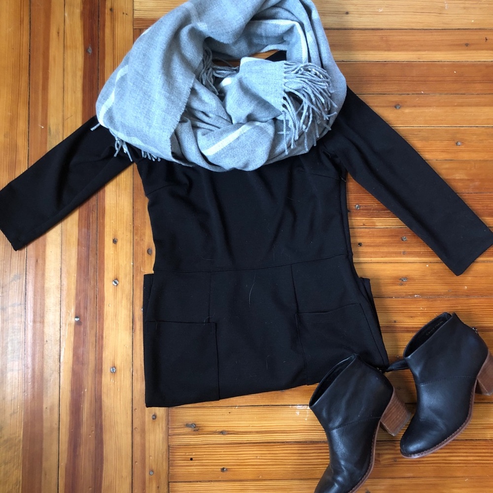 J. Crew Gray Windowpane Blanket Scarf